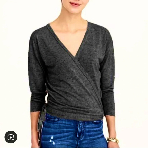 J. Crew | Linen Blend Tie Front Wrap Top - Picture 1 of 6